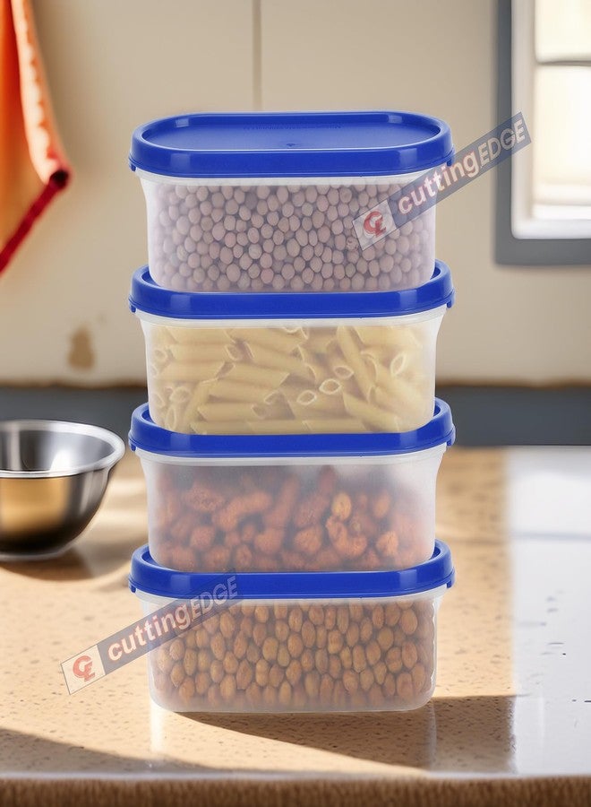Cutting EDGE 525ml Air Tight Kitchen Storage Container Set of 4, with Blue Lid BPA-Free & Leak-Proof, Stackable & Nestable, Reusable Food Organizers for Kitchen, Pantry, Fridge & Meal Prep - Image 2